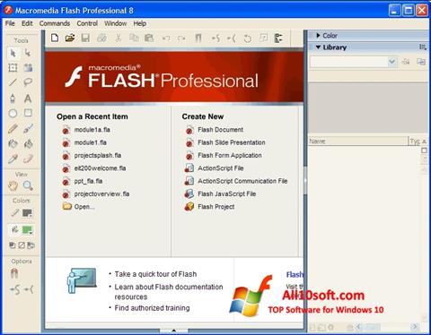 Petikan skrin Macromedia Flash Player untuk Windows 10