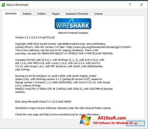 Petikan skrin Wireshark untuk Windows 10