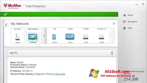Petikan skrin McAfee Total Protection untuk Windows 10