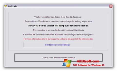 Petikan skrin Sandboxie untuk Windows 10