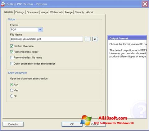 Petikan skrin BullZip PDF Printer untuk Windows 10