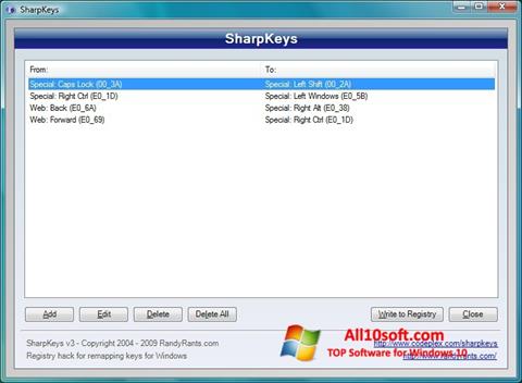 Petikan skrin SharpKeys untuk Windows 10