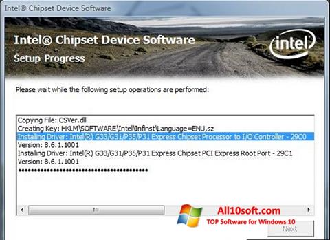Petikan skrin Intel Chipset Device Software untuk Windows 10