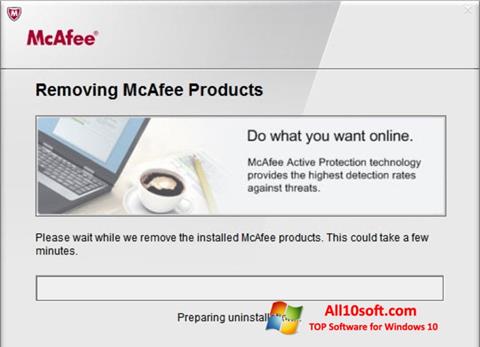 Petikan skrin McAfee Consumer Product Removal Tool untuk Windows 10