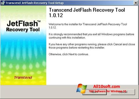 Petikan skrin JetFlash Recovery Tool untuk Windows 10